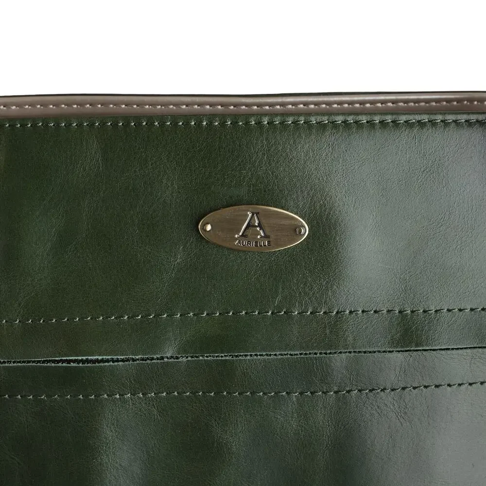 Green And Champagne Aurielle Leather Tote - 14W x 9H x 4.75D - Picture 8 of 11